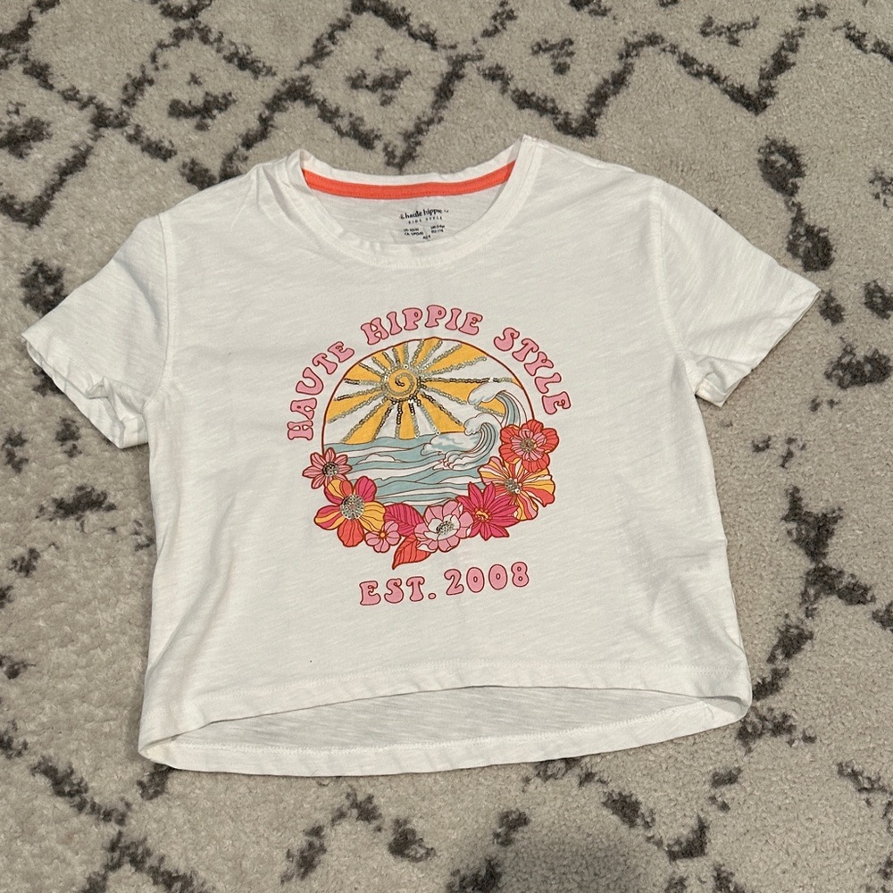 Haute Hippie Kids White Tee with Colorful Graphic